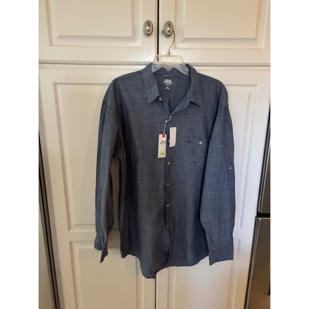 IZOD Saltwater Relaxed Classics Dockside Chambray Shirt Club Blue XL NWT
